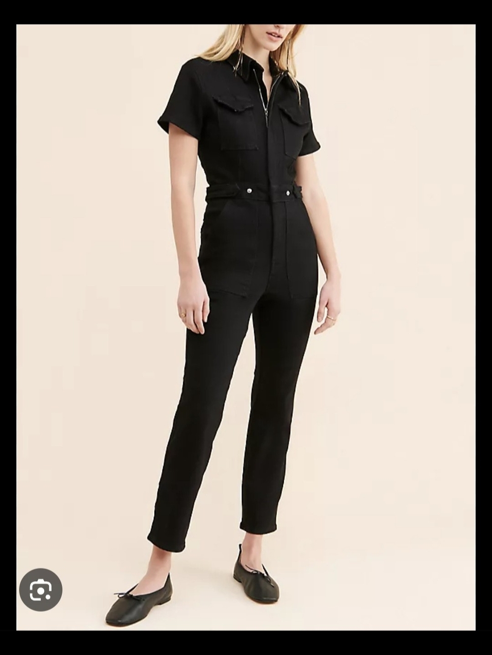 NWT Good American Black Short-Sleeve Utility Jumpsuit-2XL